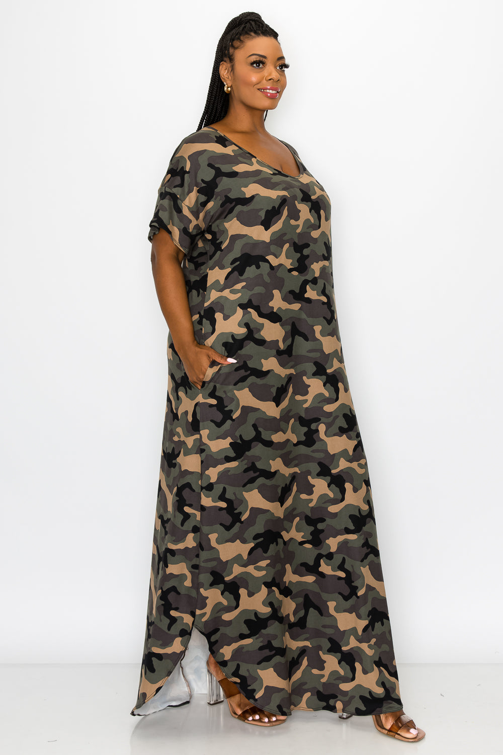 Katt Camo Pocket Maxi Dress - L I V D