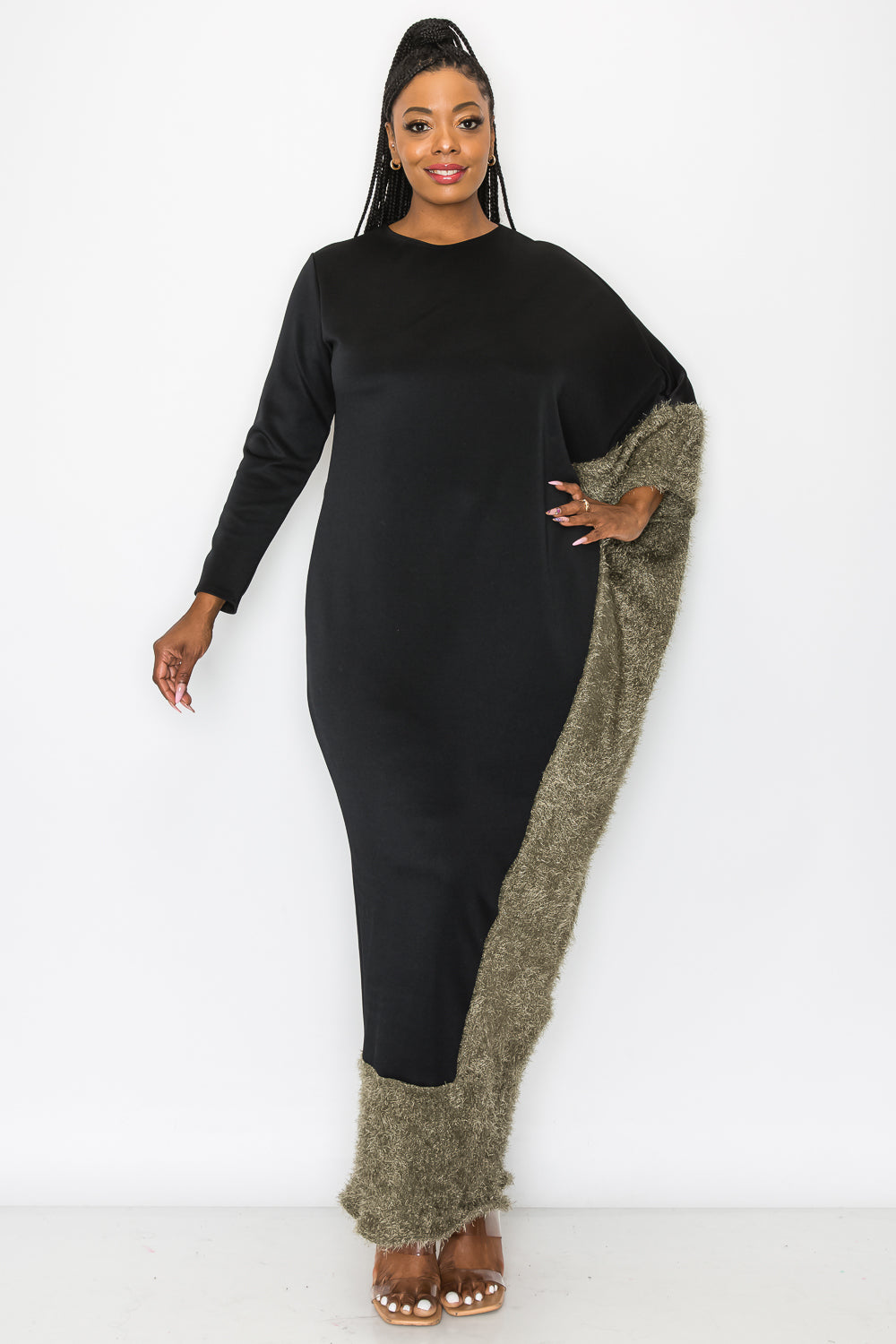 Amelie Feather Contrast Maxi Dress