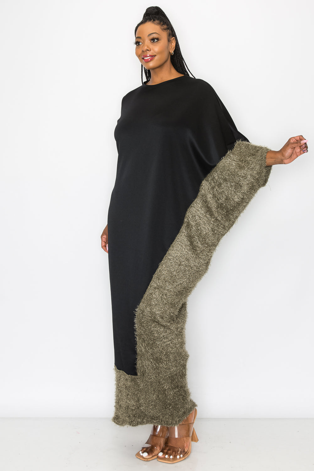 Amelie Feather Contrast Maxi Dress