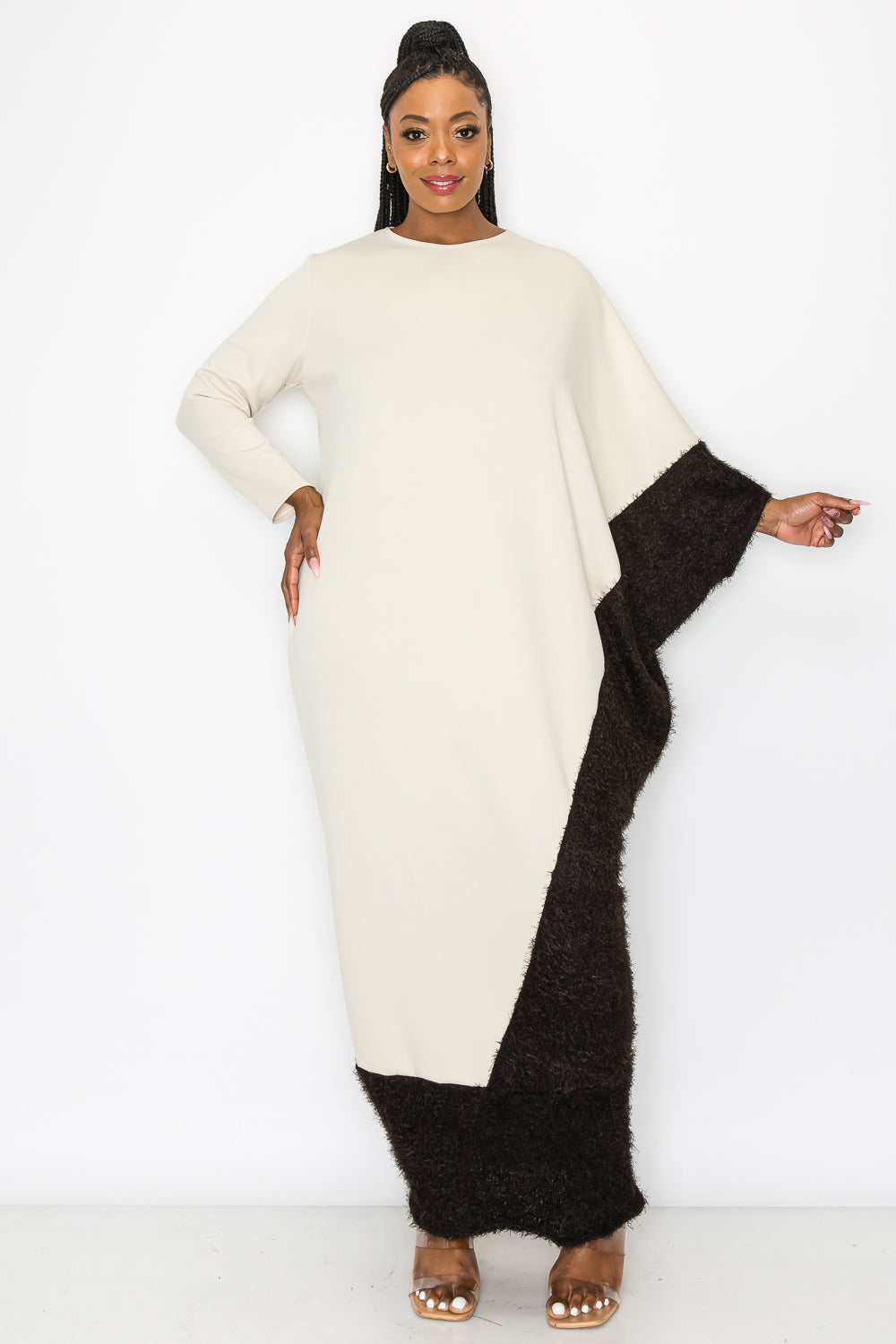 Amelie Feather Contrast Maxi Dress