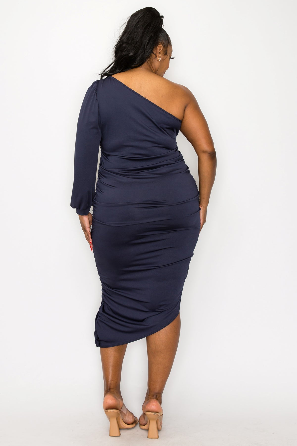 L I V D Plus Size Gaia Asymmetrical Bodycon Dress - Navy - 3X L I V D Plus Size Gaia Asymmetrical Bodycon Dress - Navy - 3X